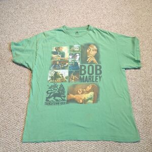 Bob Marley T Shirt Mens 2X Green Trench Town Rock Zion Reggae Music